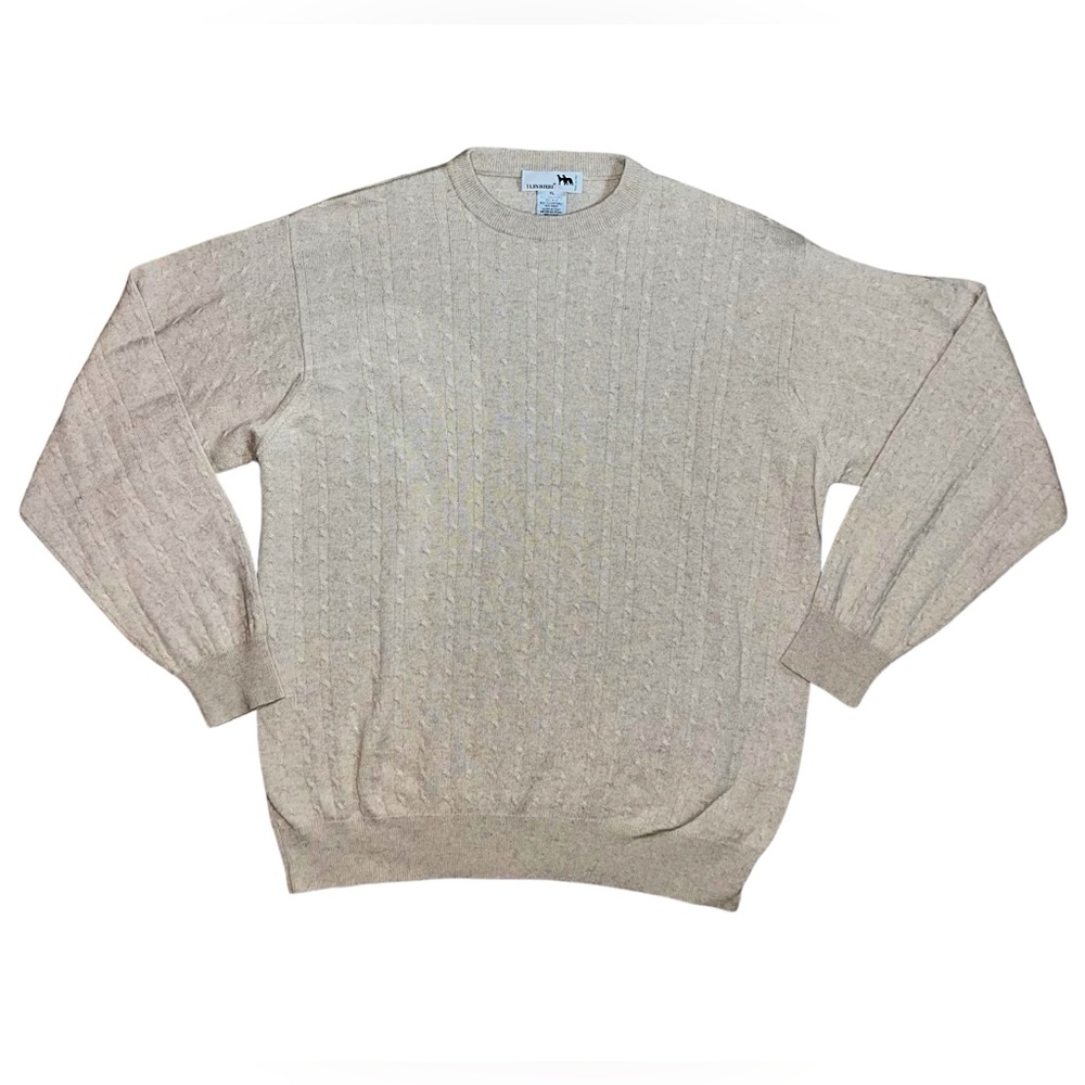 I Levrieri Italian Cashmere and Silk Minimalist Sweater Men’s XL Beige/Cream